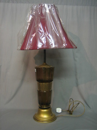 A Continental glass and gilt metal table lamp 18"