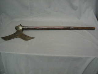 A Victorian reproduction 17th Century axe with iron head 12" and with wooden shaft