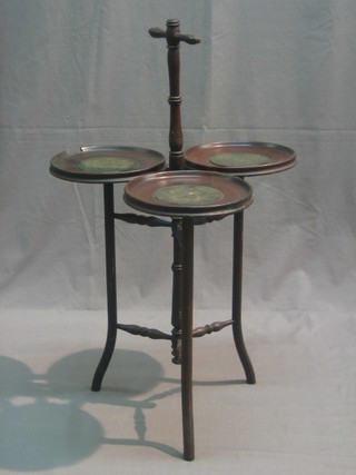 A Victorian circular mahogany 3 section cake stand (some damage)