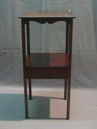 A square Georgian mahogany 2 tier wash stand the base fitted a drawer 15"