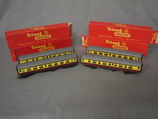 A Triang R28 second class railway carriage and 3 Triang R29 railway carriages, boxed