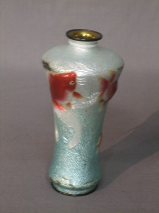 A 19th Century silver and cloisonne enamel waisted vase 5" (f)