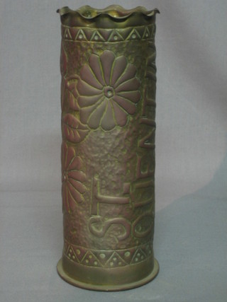 A WWI Continental embossed brass shell case