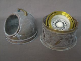 A Japanese Marine Compass contained in a gilt metal binnacle