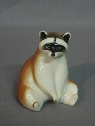 A Soviet Russian porcelain figure of a Raccoon 4"