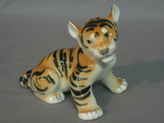 A Soviet Russian porcelain figure of a seated tiger 5"