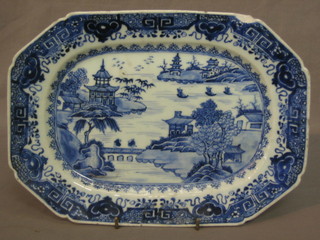 A Nankin blue and white porcelain meat plate 11" (chip to top right hand corner)