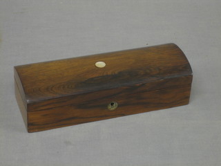 A Victorian rosewood dome shaped glove box with hinged lid 9"