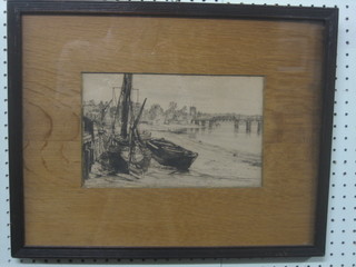 Charles Watson, an etching, "Chelsea Looking East" dated 1879 7" x 11" (slight tear to top left hand corner)