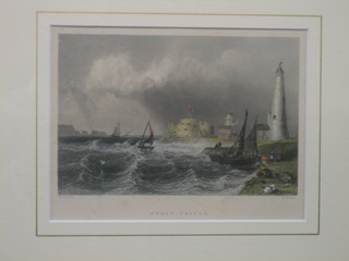After W H Bartlett, 19th Century coloured print  "Hurst Castle" 5" x 7"