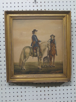 An 18th/19th Century coloured print "Horseman" 10" x 9"