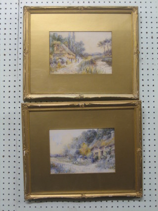 Leyton Forbes, a pair of watercolour drawings "Country Scenes with Cottages" 5" x 9"