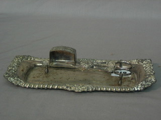 A 19th Century silver plated snuffer tray with pair of snuffers