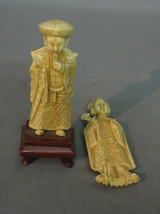 A pair of carved ivory figures of standing Deity's 5"