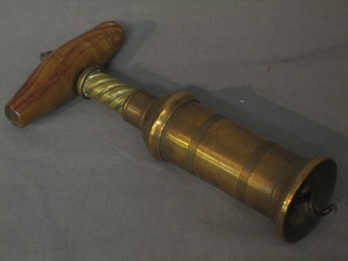 A 19th Century Dowlers patent corkscrew  with later wooden handle