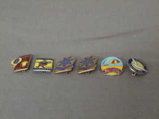 6 Butlins enamelled badges - Butlins Holidays, Butlins Bognor 1963, Butlins Bognor 1964, Butlins Skegness 1965 and Butlins Clacton 1966