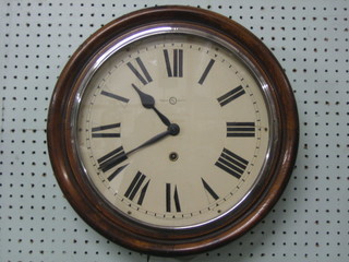 A Japanese Seikosha 8 day wall clock with 12" circular painted dial and Roman numerals marked W Hannford of Ivybridge, contained in an oak case