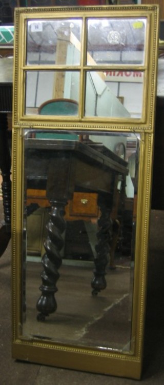 A 19th Century rectangular multiple plate mirror contained in a gilt frame 41" x 15"