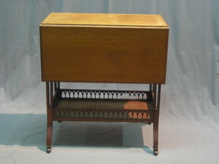 A Chippendale style mahogany Sutherland table, fitted a drawer and with undertier with pierced gallery 24"