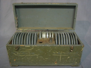 A box of War Office Issue weights and adapters for Calibrator Mk II