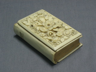 A Victorian book of common prayer with carved ivory panel to the front 3 1/2"