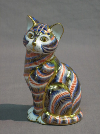 A Royal Crown Derby figure of a seated cat, base marked XL1X 5"