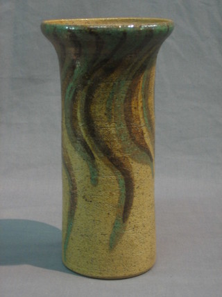 A cylindrical Art Pottery vase, base marked A G Hopkins, Lambeth 1928, 8"