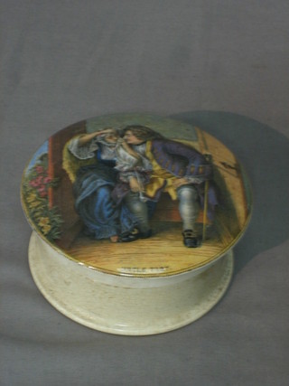 A 19th Century Prattware pot lid and base - Uncle Toby