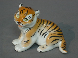 A Soviet Russian porcelain figure of a tiger 4"