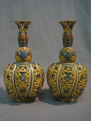 A pair of Austrian vases (1 with chip to base) 11"