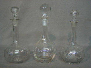 3 club shaped decanters and stoppers
