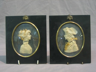 A wax portrait miniature of Nelson 4" (f) contained in an oval frame and 1 other of a lady (f)