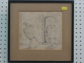 A humerous pencil drawing of brewers "No Yeast Until Monday" 7" x 7 1/2