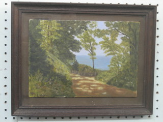 F M Dry, oil painting on board "Coastal Path" 7" x 10"