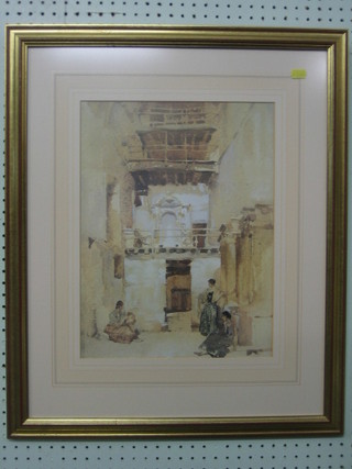 After Sir William Russell Flint, a coloured print "Interior Scene with Ladies" 16 1/2" x 12"