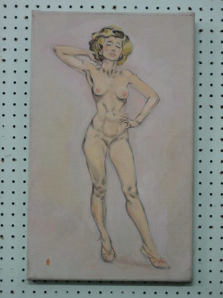 Bernard Terry Aspin, oil painting on canvas "Standing Naked Lady" 18" x 11" - see also lot 528