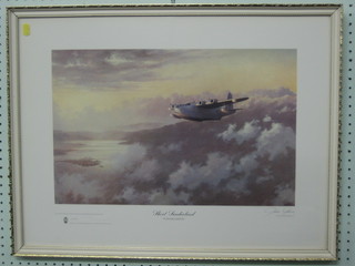 After John Young, a limited edition coloured print for the Battle of Britain Museum "Short Sunderland Evening Patrol" 12" x 20"