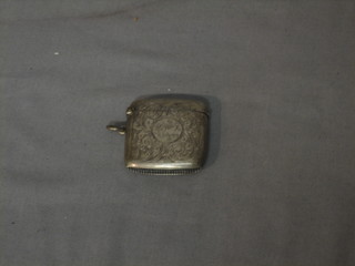 An Edwardian engraved silver vesta case, Birmingham 1908