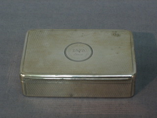 A Victorian silver snuff box with hinged rising lid, London 1874 3 ozs