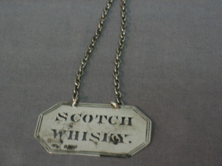 A Georgian silver Scotts Whisky decanter label London 1823