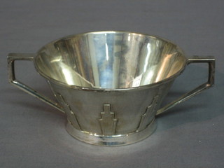 An Art Deco silver twin handled sugar bowl Birmingham 1934 7 ozs,