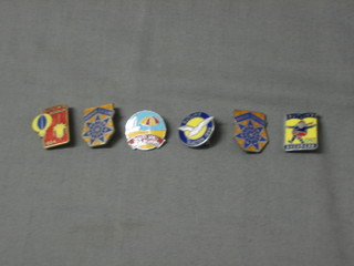 6 Butlins enamelled badges - Butlins Holidays, Butlins Bognor 1963, Butlins Bognor 1964, Butlins Skegness 1965 and Butlins Clacton 1966
