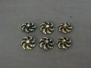 A set of 6 19th Century pierced metal buttons set brilliants