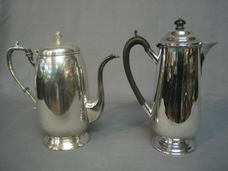 A silver plated hotwater jug and a silver plated coffee pot