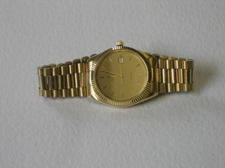 A gentlemans Omega wristwatch contained in an 18ct gold case