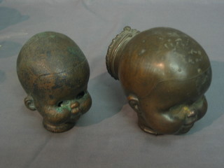 2 19th Century cast bronze dolls head moulds