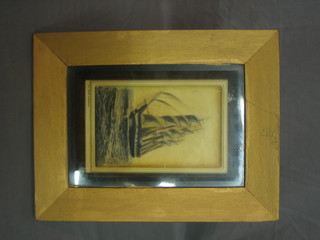 A rectangular resin wall plaque of  a 3 masted Clipper "An old Whaler" 8" x 5"