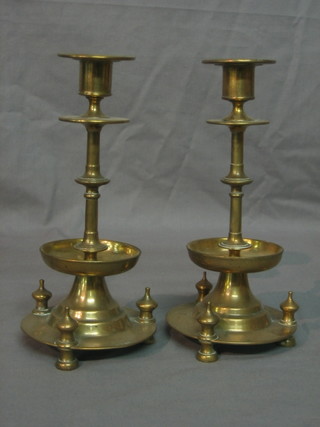 A pair of Continental brass candlesticks 8.5"