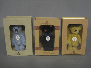 3 miniature Steiff teddy bears, 1999, 2000 & 2004 3"