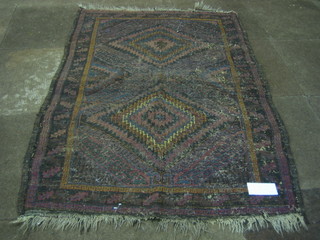 An Afghan rug (some wear) 57"x41"